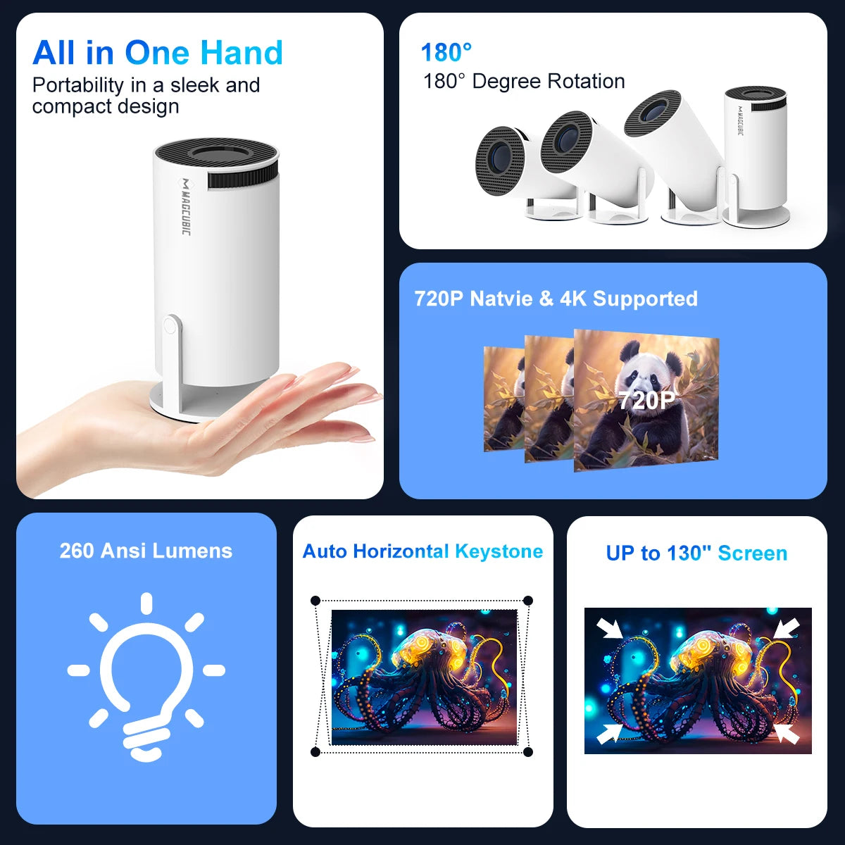 UltraBright Mini Portable Projector | 4K HD | Compact Cinema On-the-Go